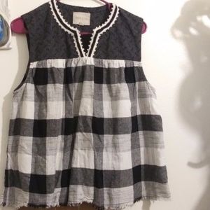 MOON RIVER Black and White Check Tunic